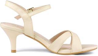 Allegra K Women Cushioned Footbed Open Toe Cross Straps Kitten Heel Sandals