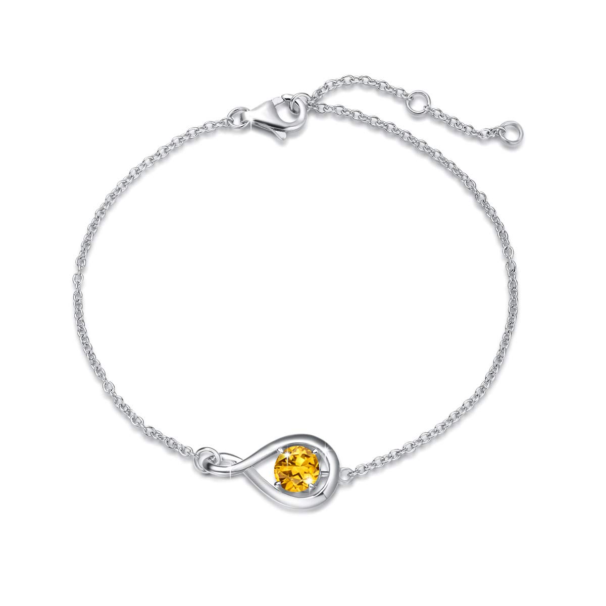 FANCIME 925 Sterling Silver Infinity Birthstone Bracelets for Women