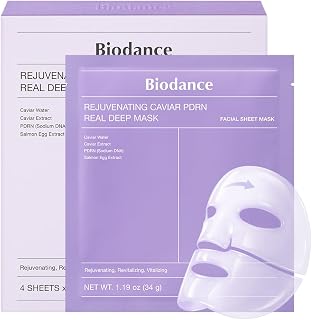 BIODANCE Caviar PDRN Real Deep, Hydrogel Face Mask, Hydrating Night Mask, Firmness and Radiance, Korean K-Beauty, 4 Masks