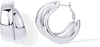 PAVOI 14K Gold Plated Multi Huggie Hoop Earrings for Women - 925 Sterling Silver Posts Triple Split Hoop Gold Earrings for Women - Trendy Fashion Jewelry