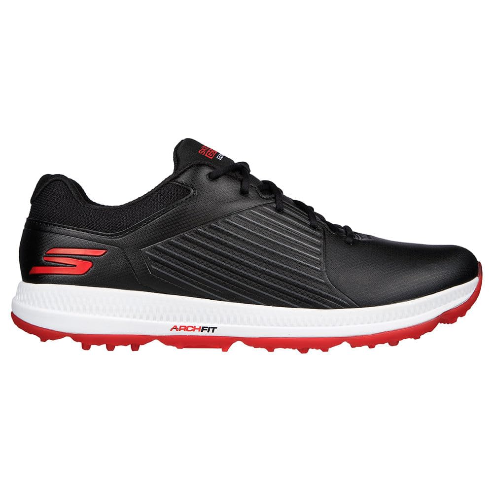Skechers Men's Elite 5 Arch Fit Waterproof Golf Shoe Sneaker, Black/Red, 7.5