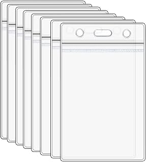 VTECHOLOGY 10Pcs ID Card Holder Clear Plastic Vertical Badge Holder