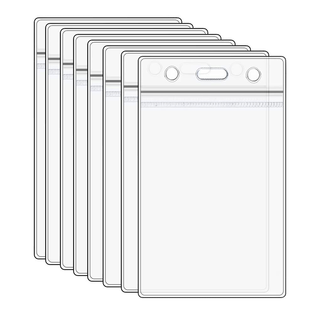 VTECHOLOGY 10Pcs ID Card Holder Clear Plastic Vertical Badge Holder