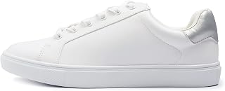Feversole Women's Featured PU Leather Lace-Up Sneakers, Star Lace Up Sneakers in PU Leather for Women