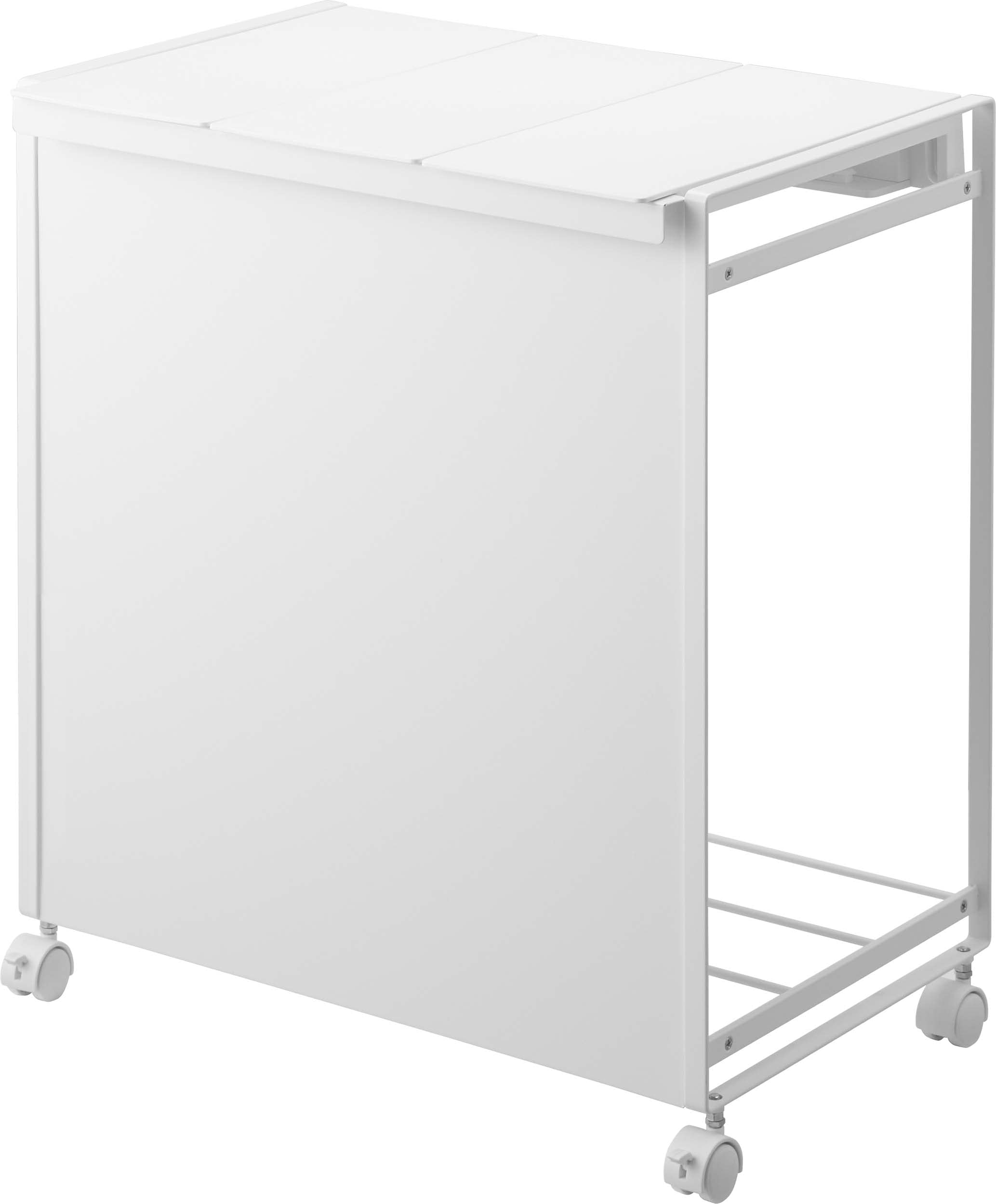 Yamazaki 5977 Dust Wagon with Lid, Privacy Cover, Sorting, 3-Way, White, Approx.