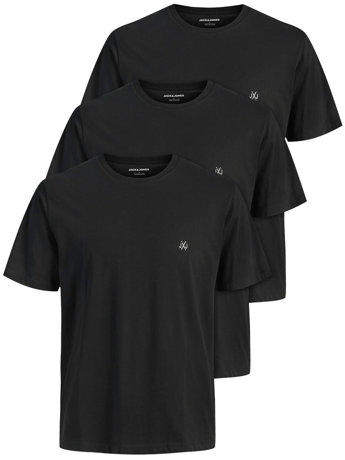 JACK & JONES Herren T-Shirt 3er Pack – Baumwolle, Rundhals, Kurzarm, mit Print –