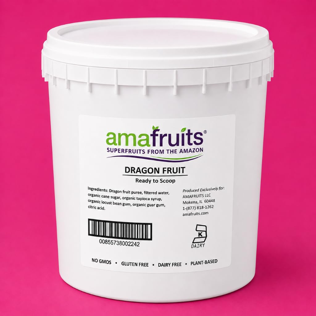 Amafruits Dragon Fruit (Pitaya), Frozen 3 Gallon Tub | Scoopable