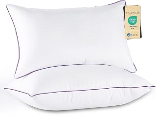 JOLLYVOGUE Firm Pillows Queen Size Set of 2, Supportive Bed Pillows with Oeko-Tex Certified Down Alternative Fill, Luxury Hotel Quality for Back, Stomach and Side Sleepers