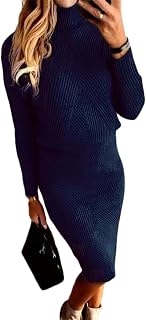 ORANDESIGNE Women's Knitted Sweater Dress Set 2 Pieces Winter Turtleneck Sweater and Pencil Skirt Knitted Elegant Bodycon Dress