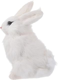 PRETYZOOM Furry Bunny Figures Realistic Rabbit Figurine Faux Fur Rabbit Decoration Bunny Ornament for Home Easter