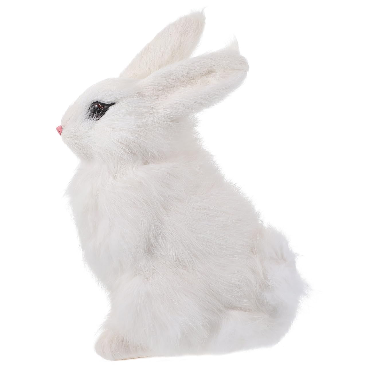 PRETYZOOM Furry Bunny Figures Realistic Rabbit Figurine Faux Fur Rabbit Decorati