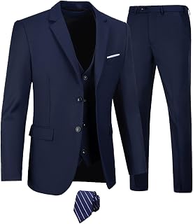 Furuyal Mens Suits 3 Piece Slim Fit Suit Set Formal Wedding Business Tuxedo