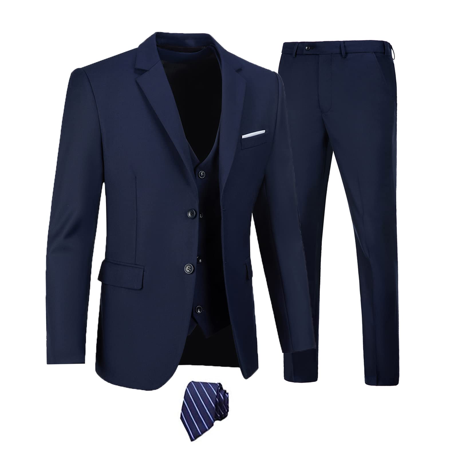 Furuyal Mens Suits 3 Piece Slim Fit Suit Set Formal Wedding Business Tuxedo