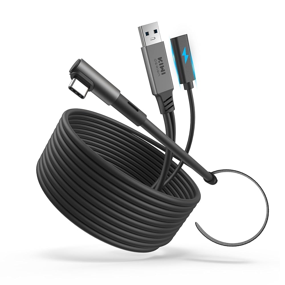 KIWI design Charging Link Cable 4M for Quest 3S/3/2/Pro/Pico 4/PC, Black | USB 3