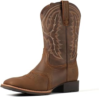 SUREWAY Men's Cowboy Boots, Square Toe Pull On Soft Toe Western Boot