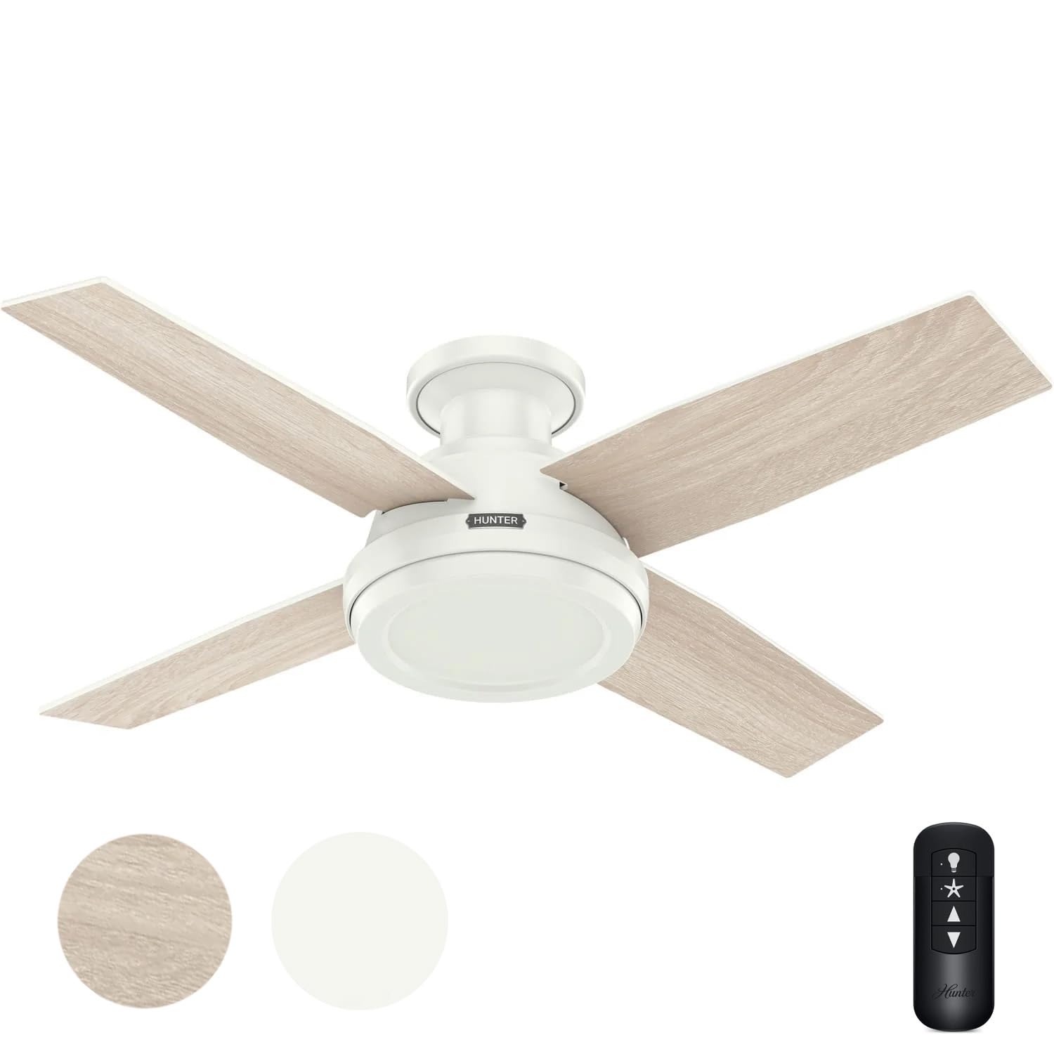 Hunter Fan 44 Inch Fresh White Indoor Ceiling fan for Bedroom, Living Room/Famil