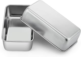P&P CHEF Loaf Pan, 9 x 5 Inch Stainless Steel Bread Pan, (Silver, 2Pcs) | Loaf Toast Baking Pans Tins Set For Bread Meatloaf Lasagna Cake, Healthy & Sturdy, Oven & Freezer Safe, Easy to Clean