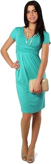 FUTURO FASHION - Women's Jersey Dress - Classic/elegant - V-neck - for Cocktail/Work - 5900