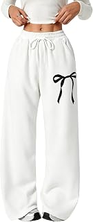 Verdusa Girl's Bow Baggy Sweatpants Wide Leg Athletic Pants with Pockets