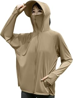 DMFU Women's Rash Guard Hoodie, Cool Touch, UV Protection, UPF 50+ 360-Degree UV Protection, Swimsuit, Body Shape Coverage, Cute, Rash Guard Hoodie, Sun Protection Wear, Solid, Long Sleeve, Summer