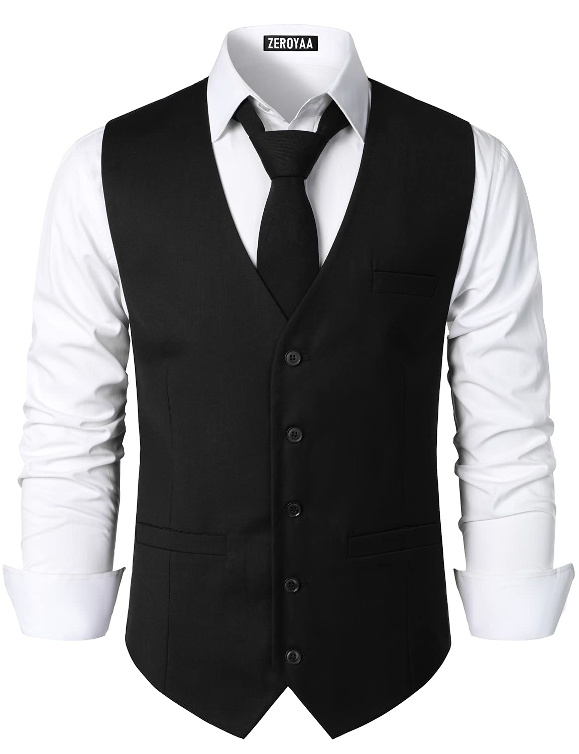 ZEROYAA Men's Urban Design Business Formal Dress Vest