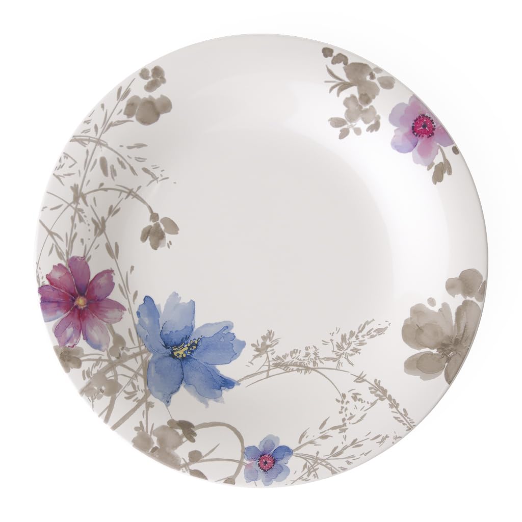 Villeroy & Boch Mariefleur Gourmet Round Plate, 30 cm, Premium Porcelain, Grey