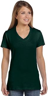 Hanes Perfect-t V-Neck T-Shirt, Cotton Short Sleeve Tee for Women, 1 Gold 2 Pack Women's T-Shirt (Pack of 1)