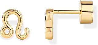 PAVOI 14K Gold Plated Zodiac Sign Flat Back Earrings for Women, Dainty Stud