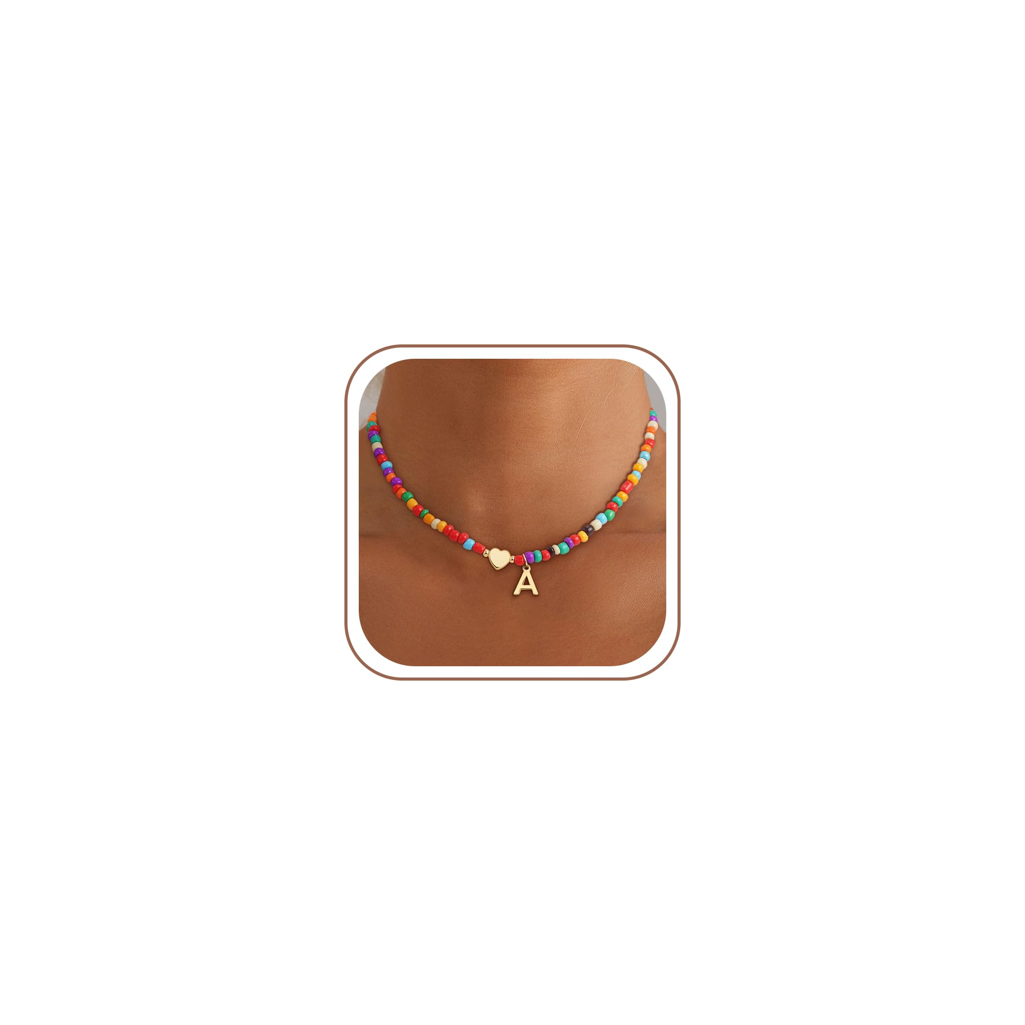 Eaciy Colorful Initial Necklaces for Women Teen Girl Gifts Trendy Stuff | Beaded