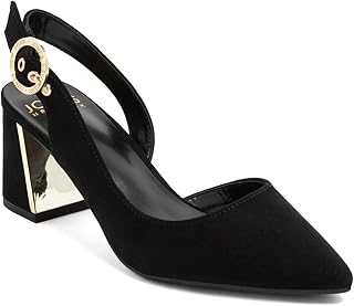 Jones New York Women's Patent Slingback Heeled Sandals | Block Heel Dress Shoes with Buckle | Open-Toe/Closed-Toe Elegant & Comfortable Footwear for Formal Events, Parties & Weddings