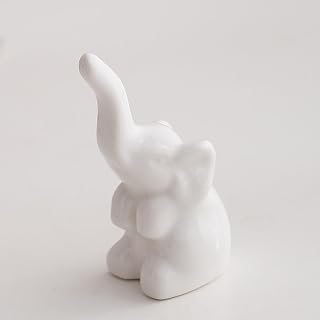 Mini Ceramic Elephant Figurine Nordic Style Desk Sculpture Jewelry Display Stand Ring Necklace Home Decor Ornament Gift (Elephant)