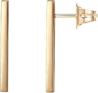 PAVOI 14K Gold Plated Dainty Mini Bar Stud Earrings