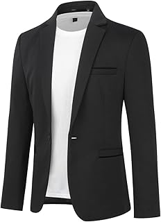 Allthemen Men's Blazer Suit Jacket Slim Fit One Button Jacket
