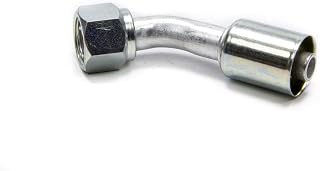 Vintage Air Fitting, Hose End, AC Refrigerant, 45 Degree, 10 AN Hose Crimp to 10 AN Female O-Ring, Aluminum/Steel, Natural/Zinc Oxide, Each