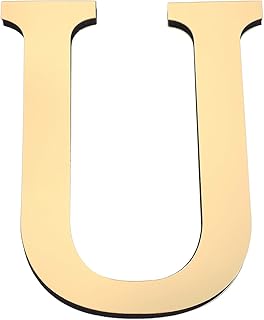 PATIKIL 7.87 Inches 3D Acrylic Alphabet Wall Stickers Letter U Light Gold