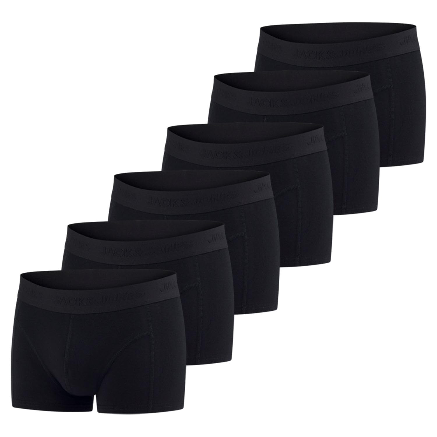 JACK & JONES - Men's Boxer Briefs 6 Pack Stretch Underwear Cotton Underwear Blac