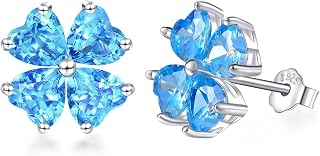 Elegant Lucky Women's Earrings, Hypoallergenic, Birthday, Popular, Four Leaf Clover, Birthstone, 925 Sterling Silver, Studs, Valentine's Day Gift, Luxury Jewelry for Women and Girls