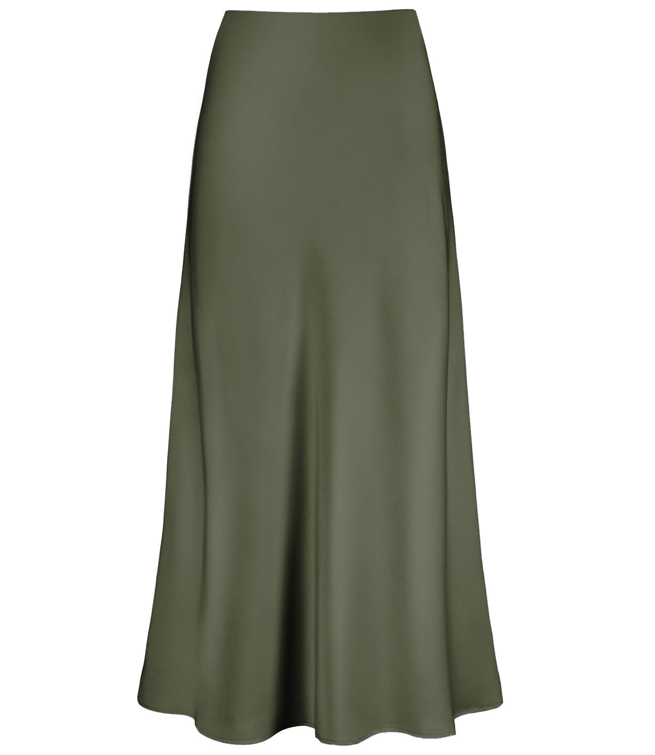 Outoshe Women's Satin High Waisted Maxi Skirts Hidden Elasticized Waistband A Li