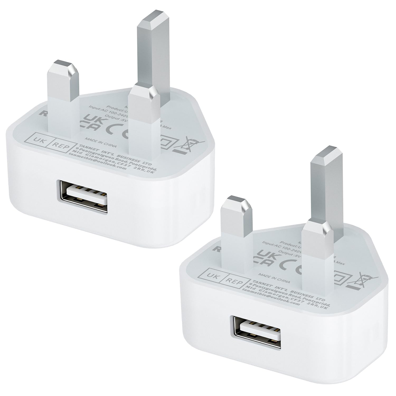 USB Plug UK,USB Charger Plugs Adaptor UK 5W Phone Plugs with USB Port Compact Ma