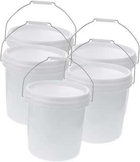 CIYODO 5pcs Plastic Bucket with Lid and Handle 2L Portable Water Pail Container for Farm Cleaning Storage Outdoor Use