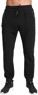 Tansozer Mens Joggers Slim Fit Tracksuit Bottoms Zip Pockets