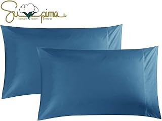 100% Supima Cotton 600 Thread Count King Pillowcase Set of 2, Luxury Hotel Pillow Cases,Soft & Silky Sateen Weave, Premium Quality King Pillowcase 2 Pieces (Peacock Blue, KPC)