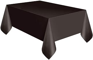 Solid Black Rectangular Plastic Table Cover (137cm x 274cm) 1 Count - Elegant & Durable Tablecloth for Parties, Events, and Home Use