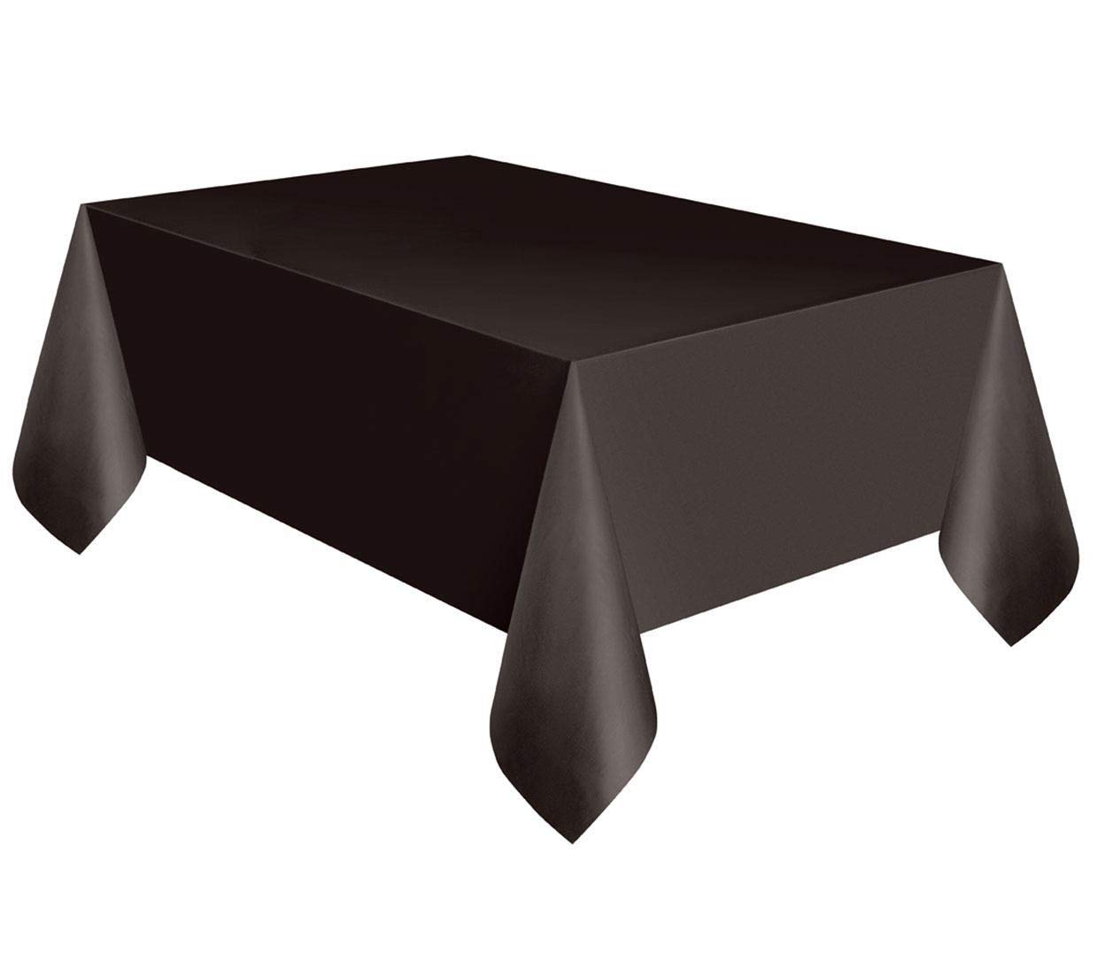 Solid Black Rectangular Plastic Table Cover (137cm x 274cm) 1 Count - Elegant & 