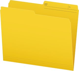 Pendaflex Colour File Folders, 1/2 Cut Tab, Letter, Yellow, 100/Box