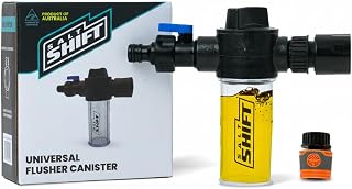Salt Shift Universal Flusher Canister - Marine Engine Flush Adapter for Boats, Jet Skis, PWC, with 3 Flow Rate Settings, 100ml Capacity, Easy On/Off Valve, Durable Salt Remover Flushing, Mixer Tool