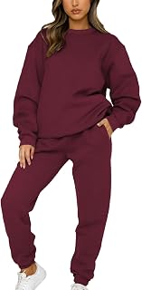 amropi Women's Tracksuit Set Fleece Sweatshirt Top and Jogging Pants Sports Outfits