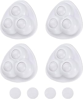 4 Pcs Self Adhesive Caster Wheels, 360 Degree Rotation Mini Caster Rolling Roller Universal Adhesive Swivel Wheel for Furniture Storage Bin Trash Can (White, 3 Nylon Rolling Balls)