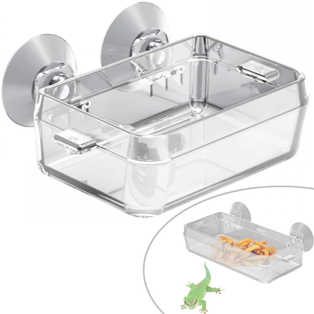 FUNNTY Reptile feeders with Suction Cups, Chameleon Bowls, Escape Proof Food Dis