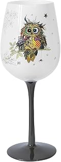 Lesser & Pavey Bug Art Otto Owl Wine Glass for Home, Kitchen, Restaurant and Parties, Beautiful Wine Glasses for Drinks, Nice Gift for Women, Men, Wedding and Christmas